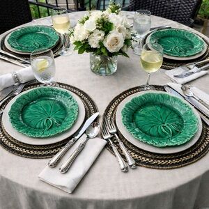 Vtg WEDGEWOOD 1934 4-pcs Leaf Majolica 8" Scalloped Edge Plate England #0115263B
